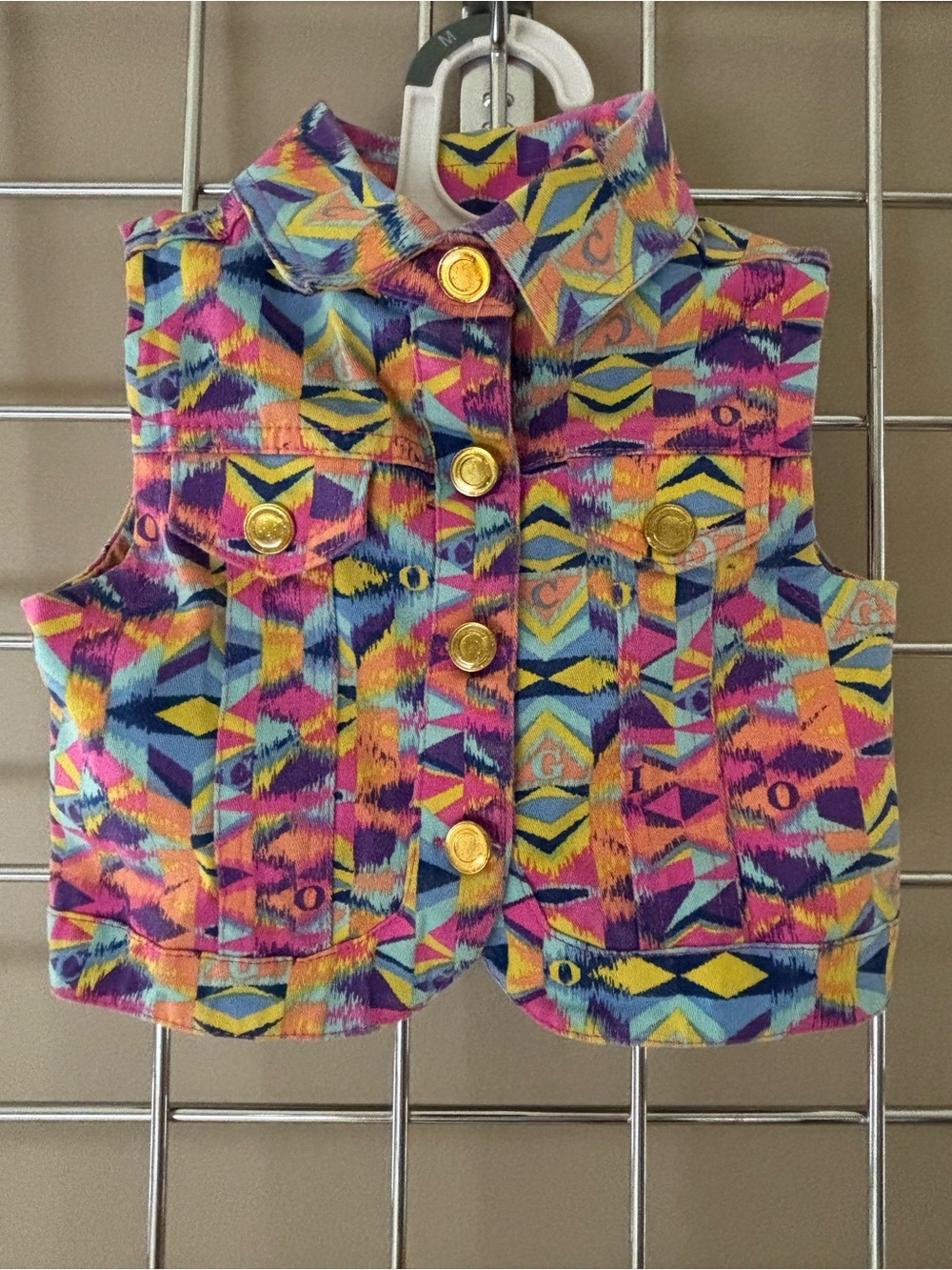 COOGI Geometric Vest Girls Sz 18M Glitter Buttons Lined